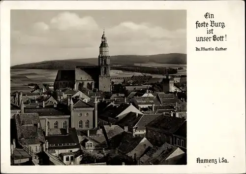 Ak Kamenz in Sachsen, Panorama mit Kirchturm