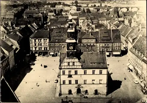 Ak Pirna an der Elbe, Rathaus, Luftaufnahme