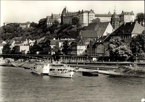 Ak Pirna an der Elbe, Weiße Flotte, Dampfer, Elbufer