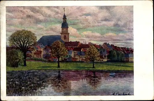 Künstler Ak Frankenberg an der Zschopau, Am Schilfteich, Vorfrühlingsstimmung