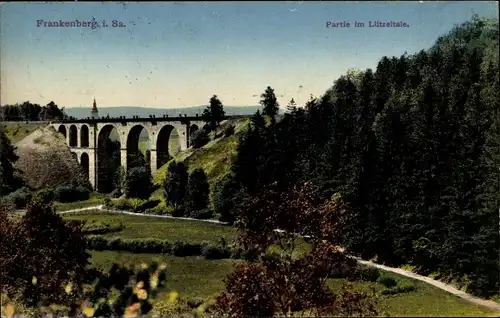 Ak Frankenberg an der Zschopau, Partie im Lützeltale, Viadukt, Brücke