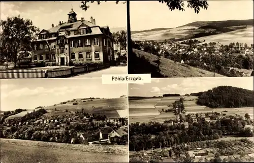 Ak Pöhla Schwarzenberg im Erzgebirge, Panorama, Ortspartie