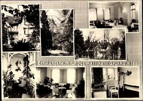Ak Grünhain im Erzgebirge Sachsen, Erholungsheim für Jugendliche, Innenansichten, Umgebung