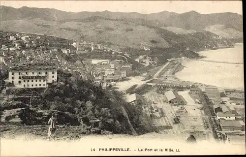 Ak Philippeville Skikda Algerien, Le Port et la Ville