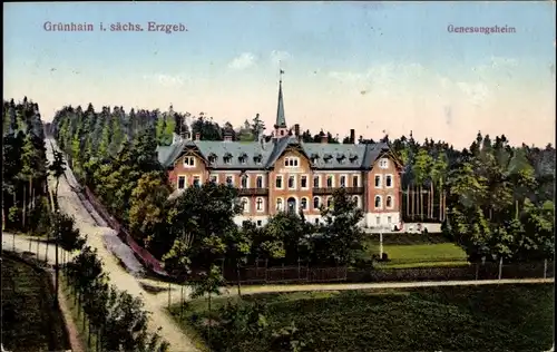 Ak Grünhain Beierfeld im Erzgebirge Sachsen, Partie am Genesungsheim