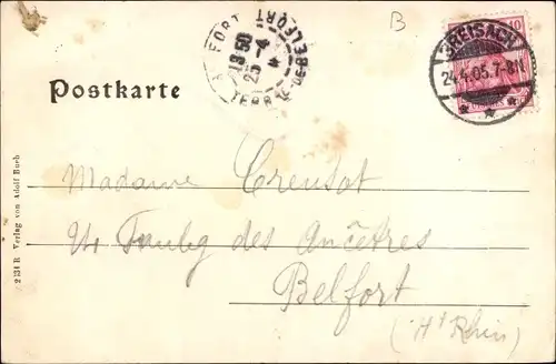 Ak Breisach am Oberrhein, Rheinansicht mit Schiffbrücke