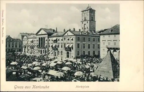 Ak Karlsruhe in Baden, Marktplatz, Verkaufsstände