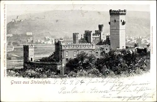 Litho Stolzenfels Koblenz am Rhein, Burg