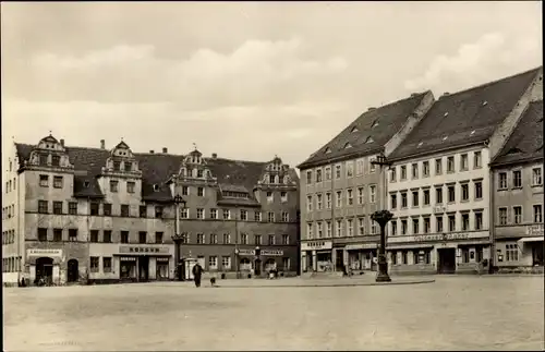 Ak Torgau an der Elbe, Marktplatz, Hotel Goldener Anker, Geschäft Konsum