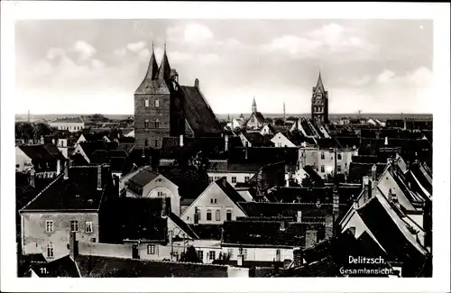 Ak Delitzsch in Sachsen, Gesamtansicht, Kirche