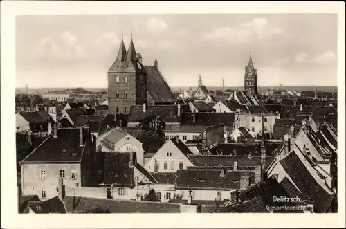 Ak Delitzsch in Nordsachsen, Gesamtansicht, Kirche