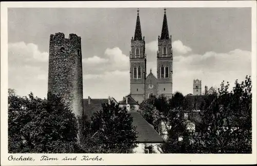 Ak Oschatz in Sachsen, Turm und Kirche