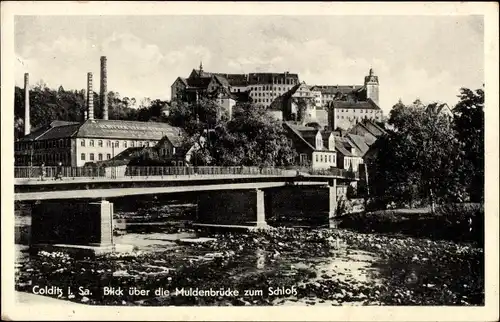 Ak Colditz in Sachsen, Muldenbrücke, Schloss