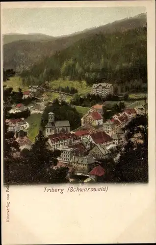 Ak Triberg im Schwarzwald, Teilansicht, Kirchturm