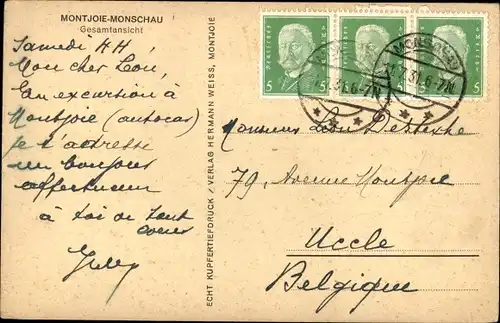 Ak Monschau Montjoie in der Eifel, Gesamtansicht