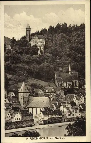 Ak Hirschhorn am Neckar Hessen, Teilansicht, Kirche