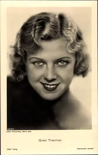 Ak Schauspielerin Greti Theimer, Portrait