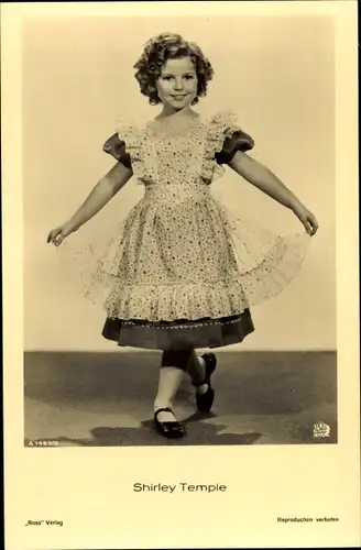 Ak Schauspielerin Shirley Temple, Portrait Knicks mit Kleidchen