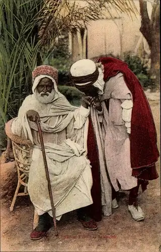 Ak Scènes et Types, zwei Araber, Handkuss