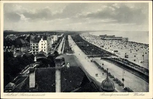 Ak Świnoujście Swinemünde Pommern, Strandpromenade, Westen