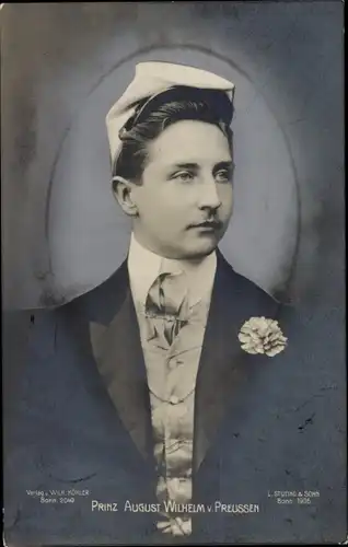 Ak Prinz August Wilhelm von Preußen, Portrait als Student
