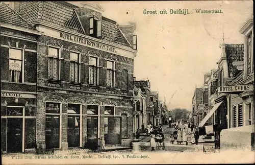 Ak Delfzijl Groningen, Waterstraat, Hotel Emden, Hotel Evers, Tivoli