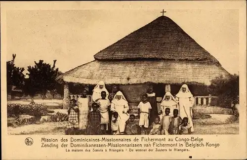 Ak Mission des Dominicaines-Missionnaires au Congo Belge, La maison des Soeurs a Niangara