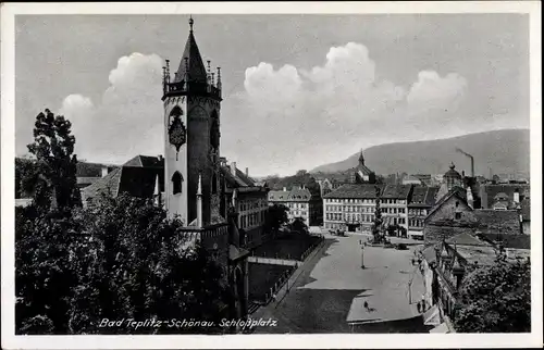 Ak Teplice Teplitz Schönau Reg. Aussig, Blick auf den Schlossplatz