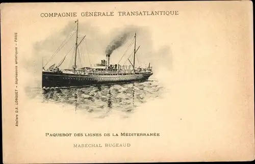 Ak Paquebot des Lignes de la Mediterranee, CGT, French Line, Dampfer