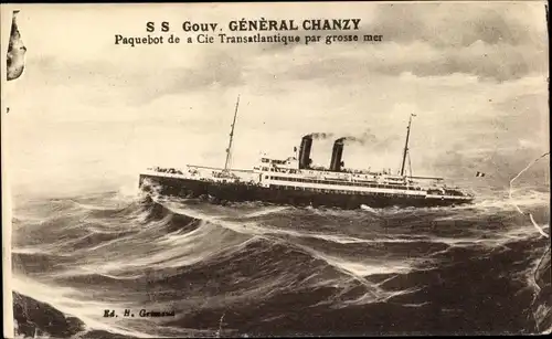 Ak Paquebot SS Gouverneur General Chanzy, Dampfschiff, CGT, French Line