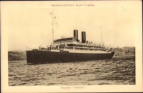 Ak Paquebot Sphinx, Messageries Maritimes, MM, Dampfschiff auf See