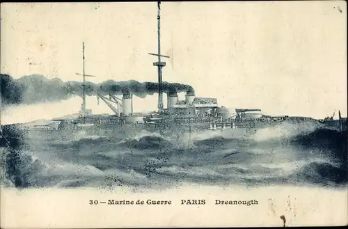 Ak Französisches Kriegsschiff, Paris, Dreadnought, Marine de Guerre