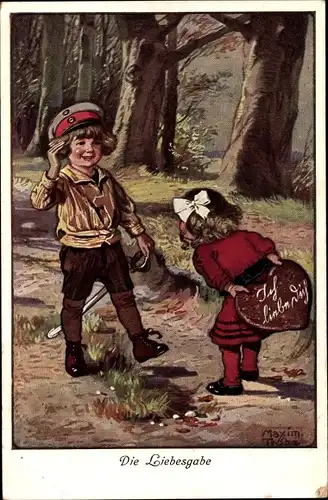 Künstler Ak Trübe, Maxim, Die Liebesgabe