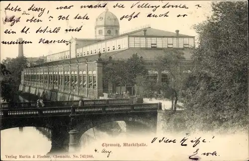 Ak Chemnitz in Sachsen, Markthalle, Brücke