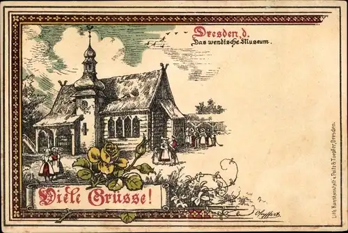 Künstler Litho Seyffert, O., Dresden Zentrum Altstadt, Das wendische Museum, Trachten