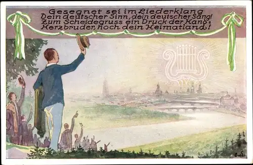 Künstler Ak Dresden, 1. Sächsisches Sängerbundesfest 1925, Panorama