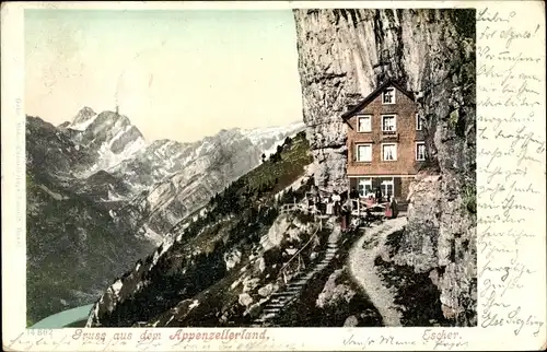 Ak Schwende Kanton Appenzell Schweiz, Wildkirchli, Escher