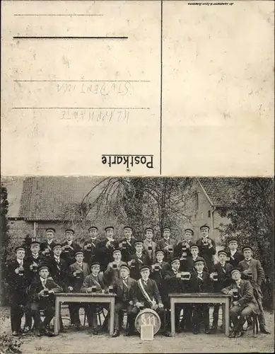 Studentika Klapp Ak Studenten mit Bierkrügen, Gruppenbild, Bergfest 1914 IIIe