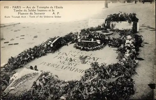 Ak Paris VIII, Triumphbogen, Arc de Triomphe, Tombe du Soldat Inconnu