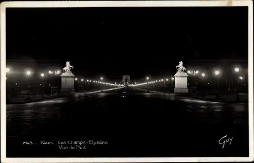 Ak Paris VIII Arrondissement Élysée, Avenue des Champs-Élysées, Vue de Nuit