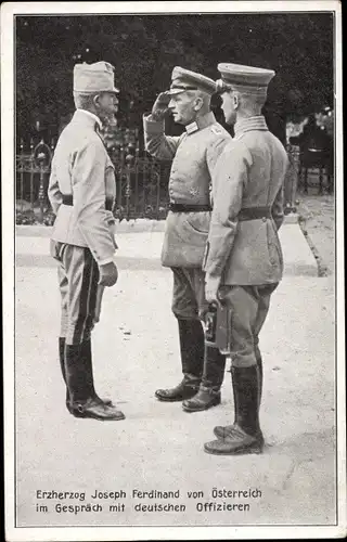 Ak Erzherzog Joseph Ferdinand von Österreich mit deutschen Offizieren
