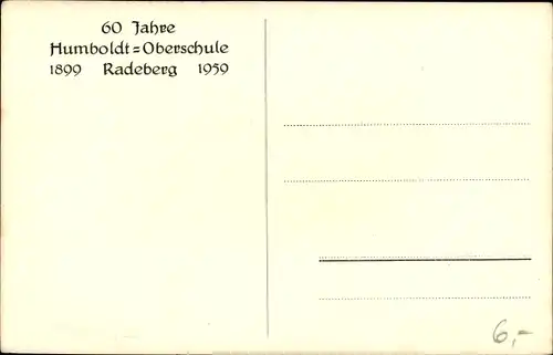 Ak Radeberg in Sachsen, 60 Jahre Humboldt Oberschule 1959