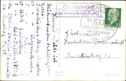 Ak Landpoststempel Oberscheibe über Annaberg Buchholz, Schule, Kaliwerk, Erbgericht