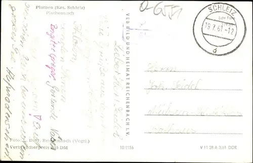 Ak Landpoststempel, Plothen in Thüringen, Plothenteich