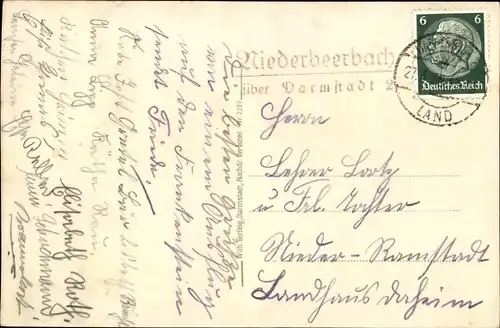 Ak Landpoststempel Niederbeerbach Darmstadt 2, Ruine Frankenstein an der Bergstraße