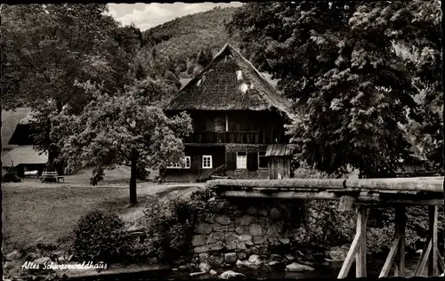 Ak Landpoststempel, Altes Schwarzwaldhaus