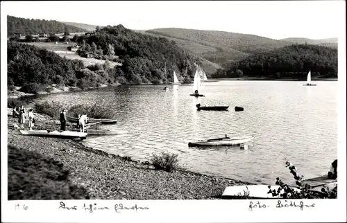 Ak Landpoststempel Edersee über Bad Wildungen, Blick über den See