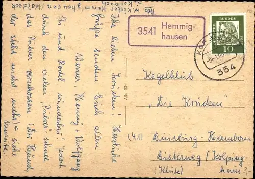 Ak Landpoststempel 3541 Hemmighausen, Des Jägers Klage, Liebespaar