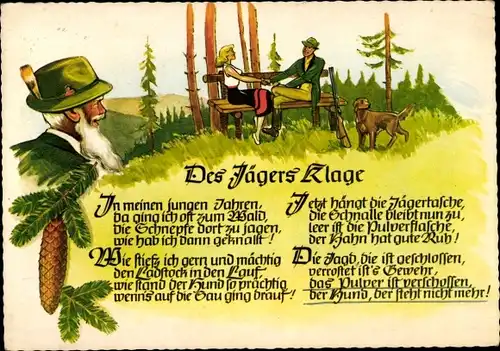 Ak Landpoststempel 3541 Hemmighausen, Des Jägers Klage, Liebespaar