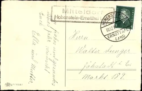 Ak Landpoststempel Mitteldorf Hohenstein Ernstthal Land, Glückwunsch Neujahr, Junge, Mistelzweige